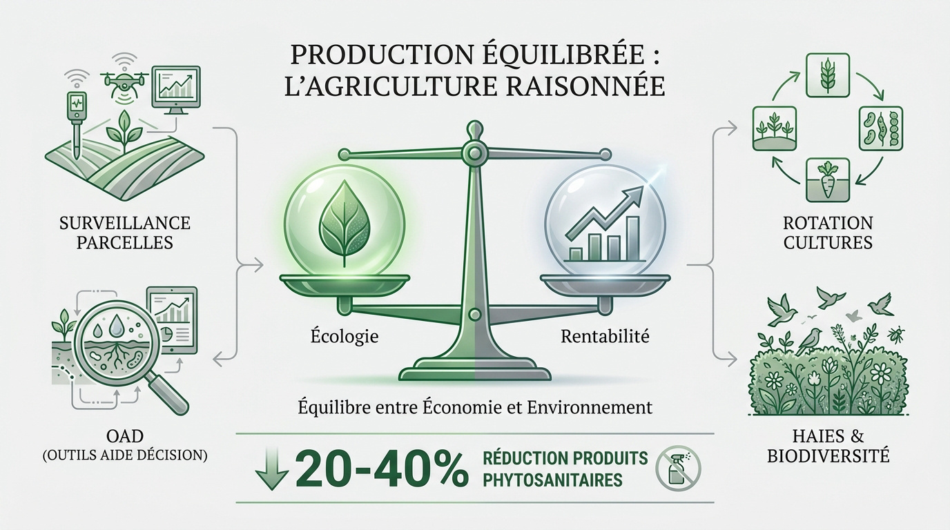 Agriculteur inspectant une culture pour une gestion raisonnée des intrants