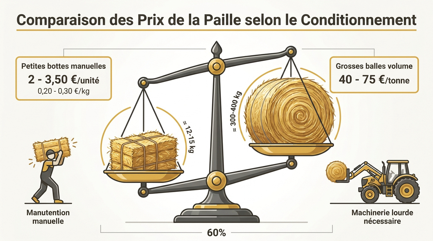 Comparaison des prix de la paille entre petites bottes et balles haute densité