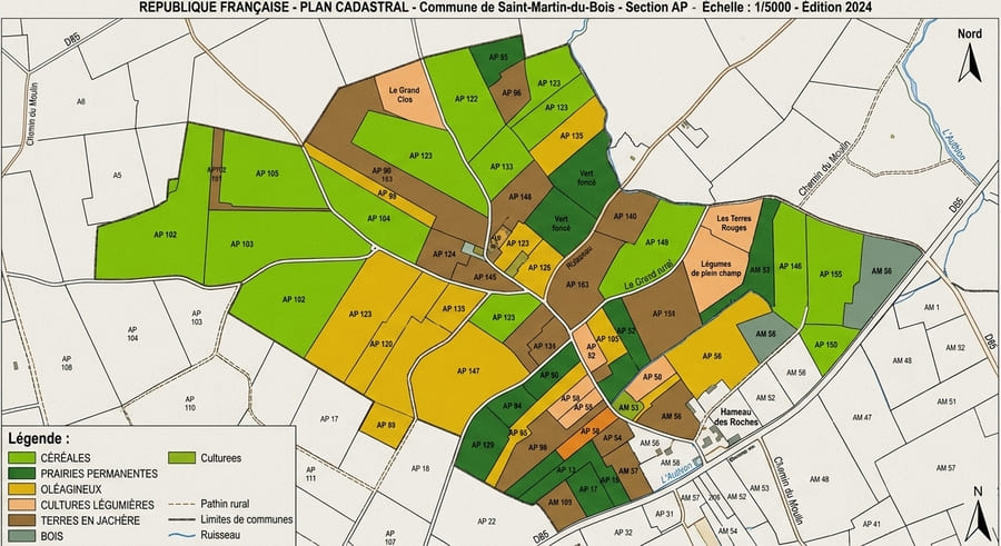 Cadastre d'une parcelle agricole