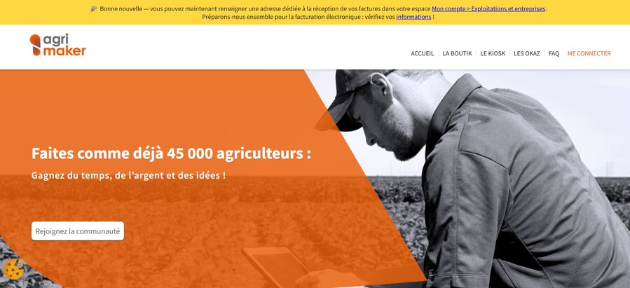 Page d'accueil d'Agri Maker
